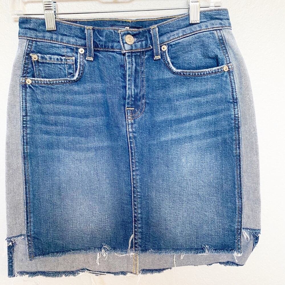7 Jeans For All Mankind Denim Mini Skirt 26 - Picture 2 of 6